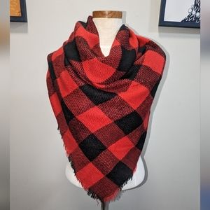 Buffalo plaid blanket scarf